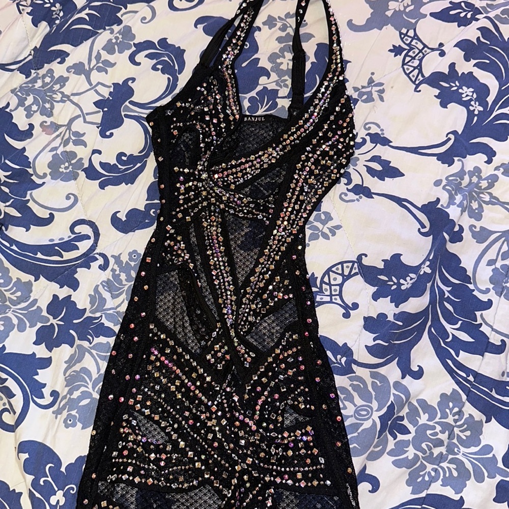 Black cut out body con dress
